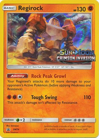 <transcy>بطاقة بوكيمون SM Black Star Promos SM74 Regirock Prerelease الترويجي</transcy>