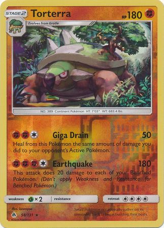 Pokemon Card Forbidden Light 58/131 058/131 Torterra Reverse Holo Rare *MINT*