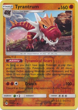 Pokemon Card Forbidden Light 69/131 069/131 Tyrantrum Reverse Holo Rare *MINT*
