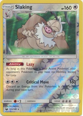 Pokemon Card Celestial Storm 115/168 Slaking Pokemon Reverse Holo Rare *MINT*