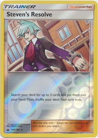Pokemon Card Celestial Storm 145/168 Steven's Resolve Trainer Reverse Holo Rare *MINT*
