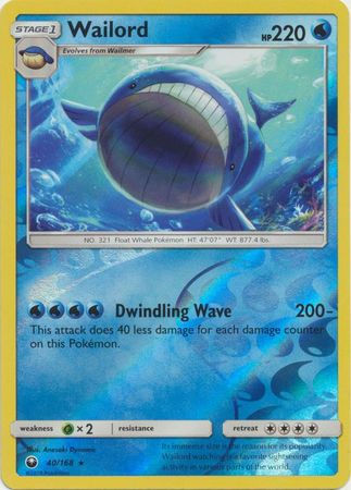 Pokemon Card Celestial Storm 40/168 Wailord Pokemon Reverse Holo Rare *MINT*