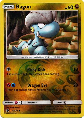 Pokemon Card Dragon Majesty 42/70 Bagon Pokemon Reverse Holo Common *MINT*