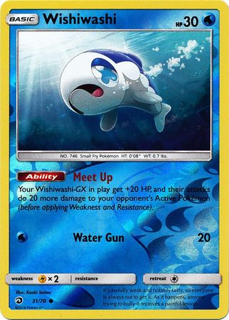 Pokemon Card Dragon Majesty 31/70 Wishiwashi Pokemon Reverse Holo Common *MINT*