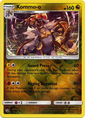 Pokemon Card Dragon Majesty 54/70 Kommo-o Pokemon Reverse Holo Rare *MINT*