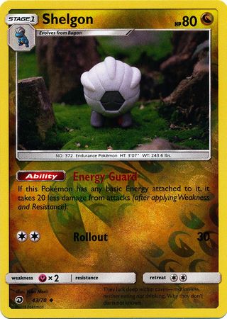 Pokemon Card Dragon Majesty 43/70 Shelgon Pokemon Reverse Holo Uncommon *MINT*