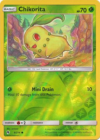 Pokemon Card Lost Thunder 6/214 006/214 Chikorita Reverse Holo Common *MINT*