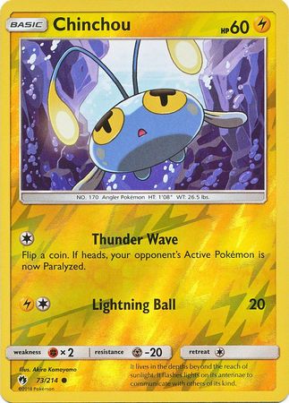 Pokemon Card Lost Thunder 73/214 073/214 Chinchou Reverse Holo Common *MINT*