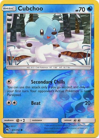 Pokemon Card Lost Thunder 61/214 061/214 Cubchoo Reverse Holo Common *MINT*
