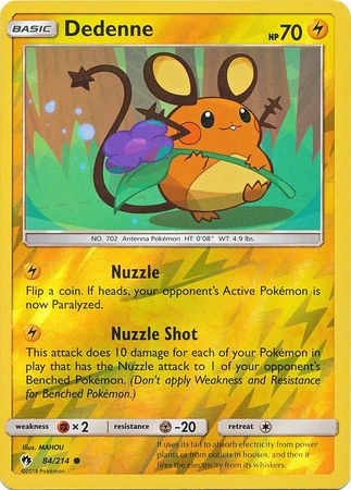 Pokemon Card Lost Thunder 84/214 084/214 Dedenne Reverse Holo Common *MINT*