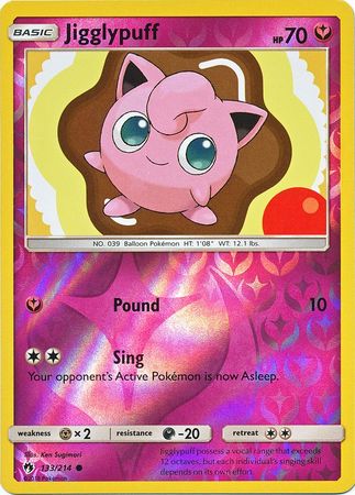 Pokemon Card Lost Thunder 133/214 Jigglypuff Reverse Holo Common *MINT*