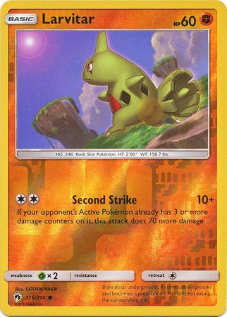 Pokemon Card Lost Thunder 115/214 Larvitar Reverse Holo Common *MINT*