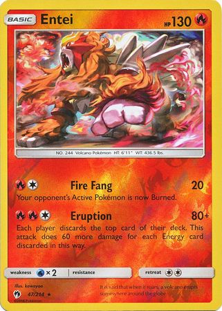 Pokemon Card Lost Thunder 47/214 047/214 Entei Reverse Holo Rare *MINT*