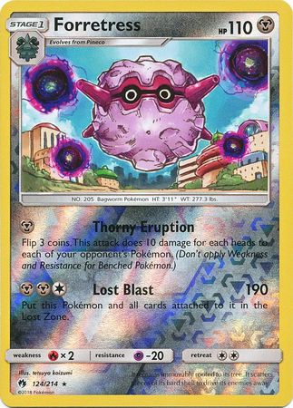Pokemon Card Lost Thunder 124/214 Forretress Reverse Holo Rare *MINT*