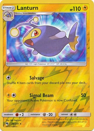 Pokemon Card Lost Thunder 74/214 074/214 Lanturn Reverse Holo Rare *MINT*