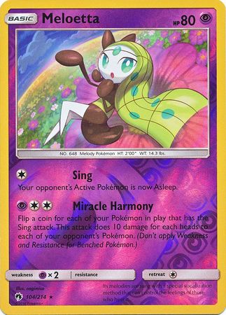 Pokemon Card Lost Thunder 104/214 Meloetta Reverse Holo Rare *MINT*