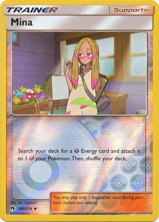 Pokemon Card Lost Thunder 183/214 Mina Supporter Reverse Holo Uncommon *MINT*