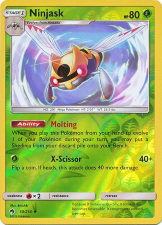 Pokemon Card Lost Thunder 30/214 030/214 Ninjask Reverse Holo Uncommon *MINT*