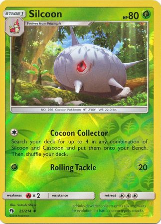 Pokemon Card Lost Thunder 25/214 025/214 Silcoon Reverse Holo Uncommon *MINT*