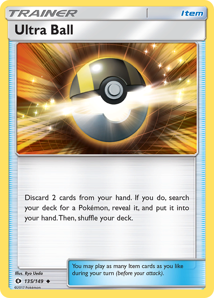 Pokemon Card Sun & Moon 135/149 Ultra Ball Item Uncommon *MINT*