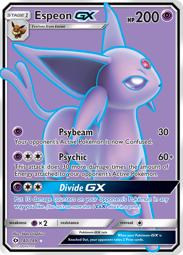 Pokemon Card Sun & Moon 140/149 Espeon-GX Full Art *MINT*