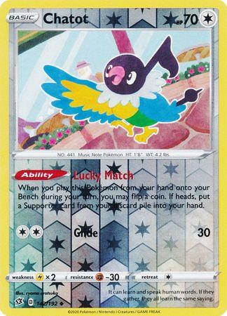 142/192 Chatot Rebel Clash (RCL) Uncomon Reverse Holo