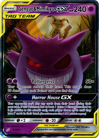Pokemon Card Team Up 053/181 53/181 Gengar & Mimikyu Tag Team GX Ultra Rare