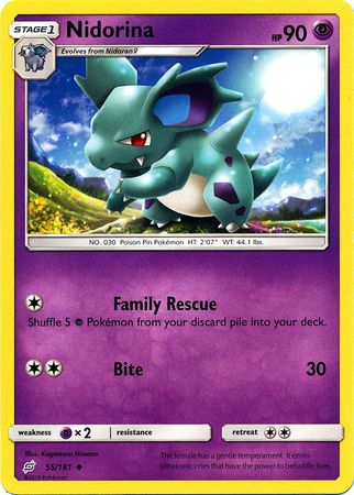 <transcy>Pokemon Card Team Up 055/181 55/181 Nidorina Ikke almindelig</transcy>