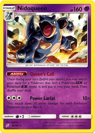 <transcy>Pokemon Card Team Up 056/181 56/181 Nidoqueen Sjælden</transcy>
