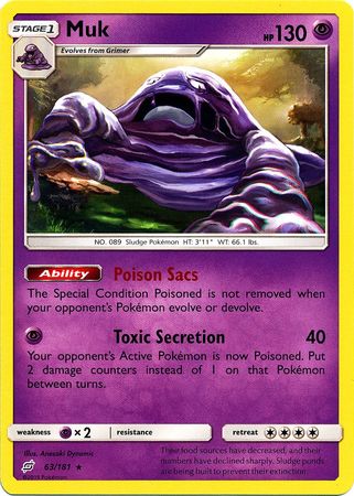 <transcy>Pokemon Card Team Up 063/181 63/181 Muk Sjælden</transcy>