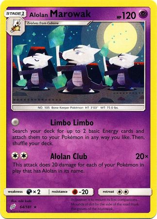 <transcy>Pokemon Card Team Up 064/181 64/181 Alolan Marowak Sjælden</transcy>