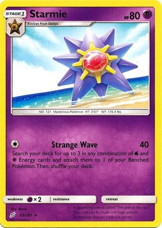 <transcy>Pokemon Card Team Up 065/181 65/181 Starmie Sjælden</transcy>