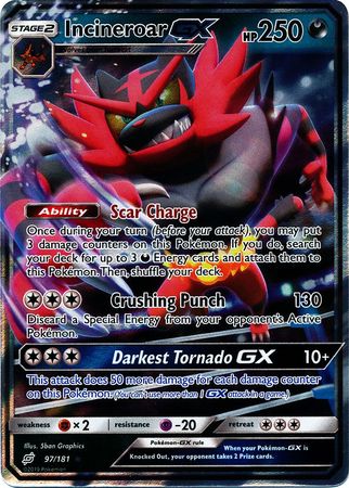 Pokemon Card Team Up 097/181 97/181 Incineroar GX Ultra Rare