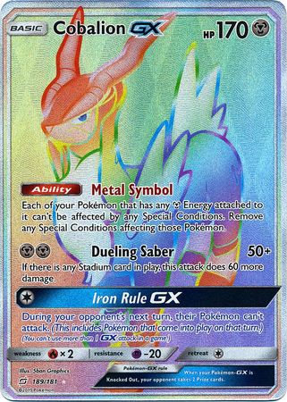Pokemon Card Team Up 189/181 Cobalion GX Hyper Rare