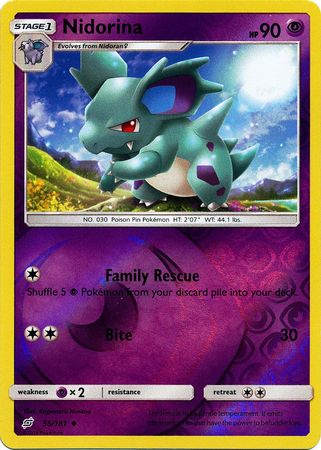 <transcy>Pokemon Card Team Up 055/181 55/181 Nidorina Reverse Holo Usædvanlig</transcy>