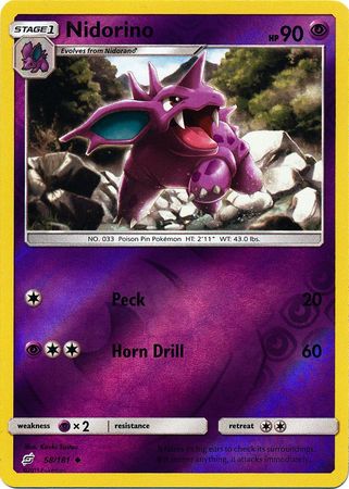 <transcy>Pokemon Card Team Up 058/181 58/181 Nidorino Reverse Holo Ikke almindelig</transcy>