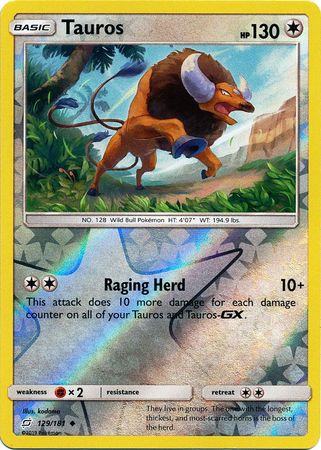 Pokemon Card Team Up 129/181 Tauros Reverse Holo Uncommon