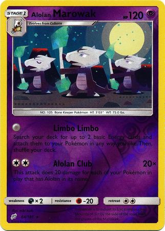 <transcy>Pokemon Card Team Up 064/181 64/181 Alolan Marowak Omvendt Holo Sjælden</transcy>