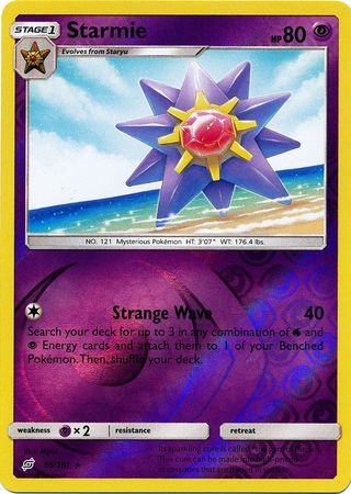 <transcy>Pokemon Card Team Up 065/181 65/181 Starmie Reverse Holo Sjælden</transcy>