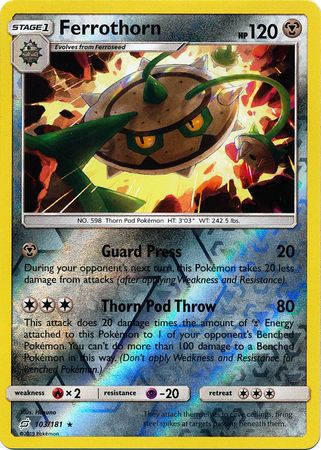 Pokemon Card Team Up 103/181 Ferrothorn Reverse Holo Rare – Brokenvase Games