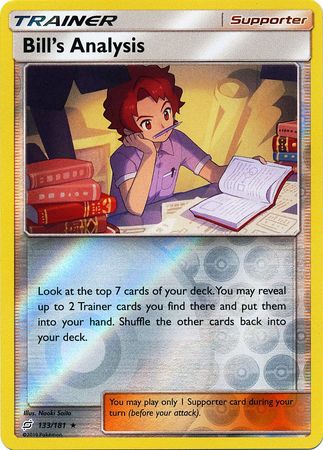Pokemon Card Team Up 133/181 Bill's Analysis Supporter Reverse Holo Rare
