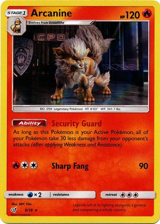 Pokemon Card Detective Pikachu 006/18 6/18 Arcanine Holo Rare