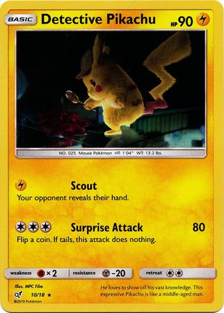 Pokemon Card Detective Pikachu 010/18 10/18 Detective Pikachu Holo Rare