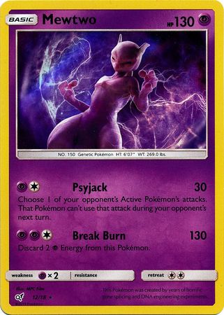 Pokemon Card Detective Pikachu 012/18 12/18 Mewtwo Holo Rare