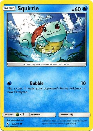 Pokemon Card Unbroken Bonds 33/214 033/214 Squirtle Common