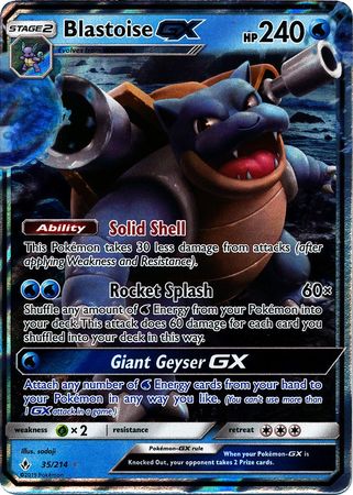 Pokemon Card Unbroken Bonds 35/214 035/214 Blastoise GX Ultra Rare