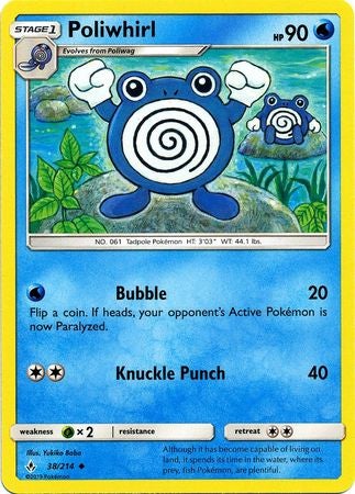 Pokemon Card Unbroken Bonds 38/214 038/214 Poliwhirl Uncommon