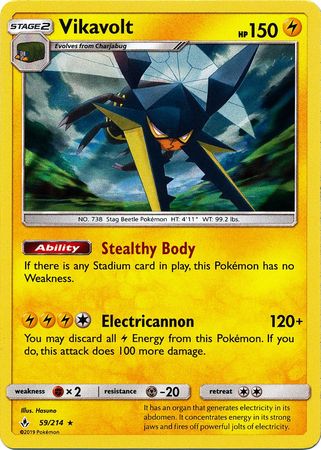 Pokemon Card Unbroken Bonds 59/214 059/214 Vikavolt Holo Rare