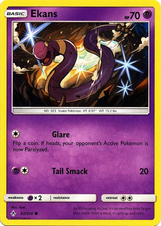 Pokemon Card Unbroken Bonds 62/214 062/214 Ekans Common