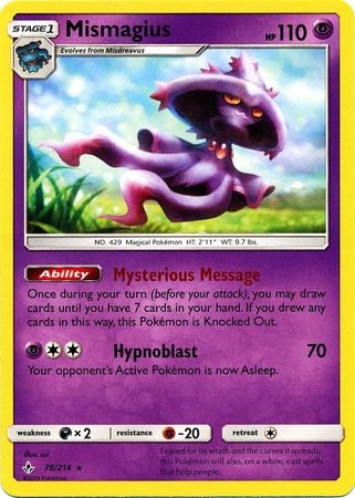 <transcy>Pokemon-kort ubrudte obligationer 78/214 078/214 Mismagius Sjælden</transcy>